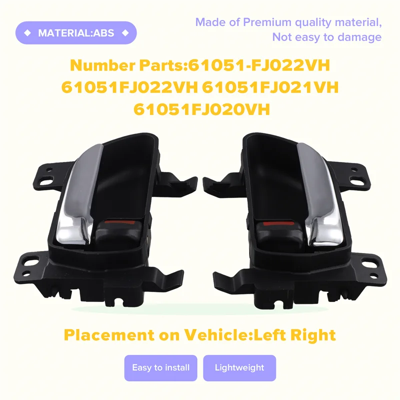 

Chrome Door Interior Handle 1 Pair For Subaru 2015-2021 WRX BRZ Impreza Forester 61051FJ023VH 61051-FJ022VH 61051FJ021-ABQF