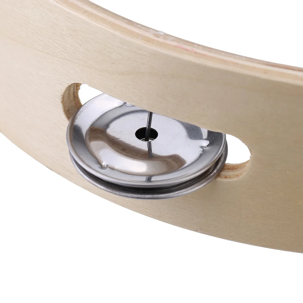 8" Hand Held Wood Headless Tambourine Bell with Metal Single Row Jingles&Wood Quality Musical Percussion for Party Dancing Games view 3