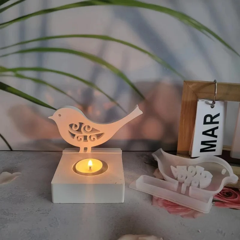 Hollow Bird Candlestick Insert Silicone Mold Dropping Glue Gypsum Mold Candlestick Decoration