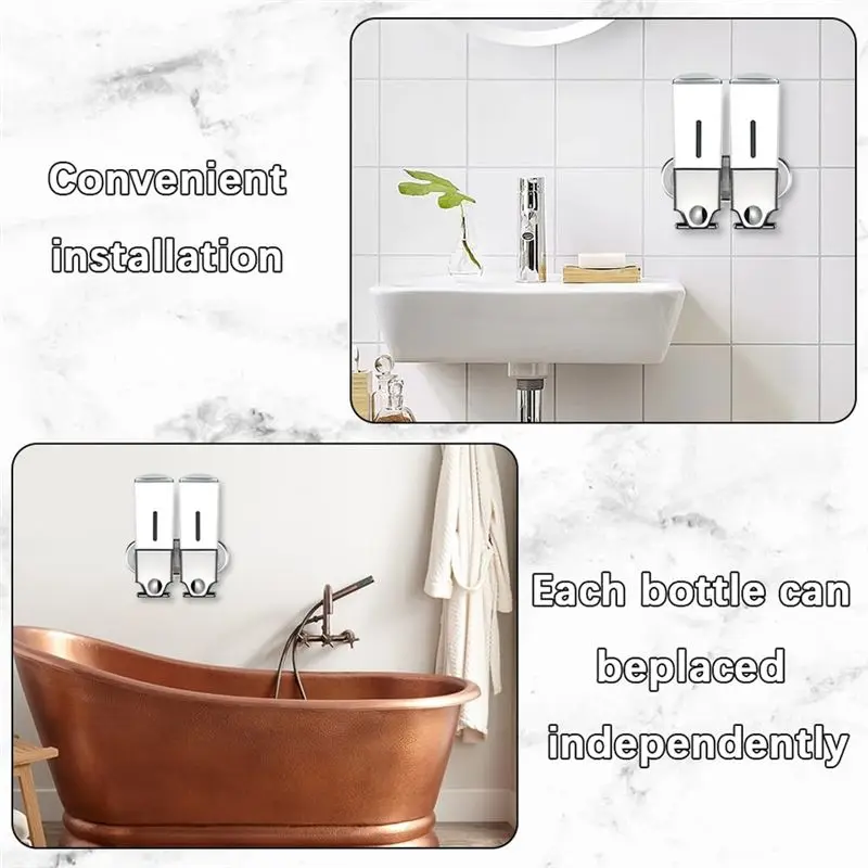 A20F-3In1 Chamber Wall Mounted Bathroom Shower Pump Dispenser And Organizer,Holds Shampoo, Shower Gel, For Bathroom Hotel