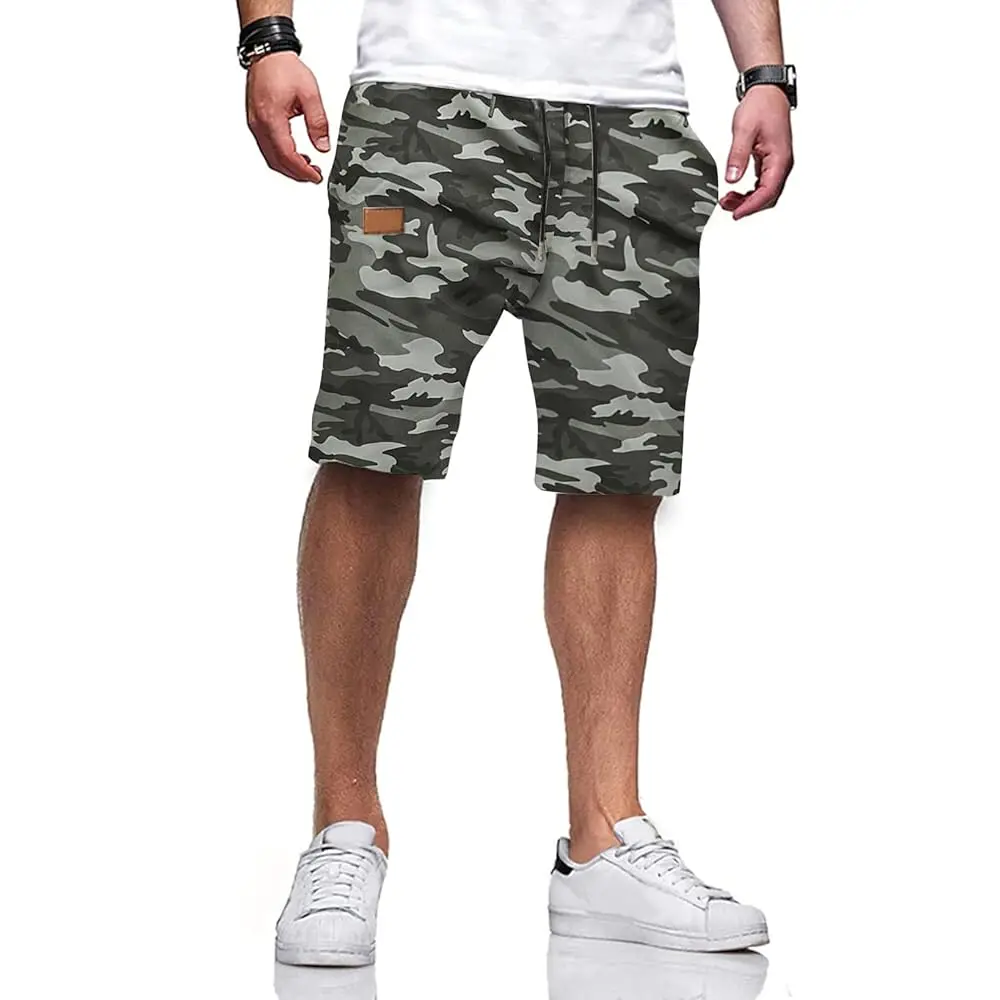 Mens Casual Shorts - Cotton Drawstring Summer Beach Stretch Twill Chino Golf Shorts