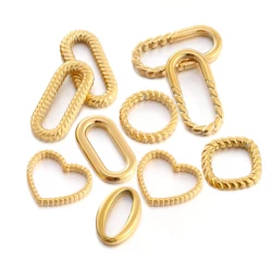 3Pcs/Lot Linking Rings Circle Frames Charms Stainless Steel Hexagon/Squre/Paperclip Pendants Links for Necklace Jewelry Making
