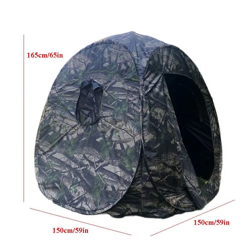 2 Person Pop Up Outdoor Photography Tent Watching Bird Portable Privacy Green Shrub Camouflage Black Glue Coated Fishing Movable