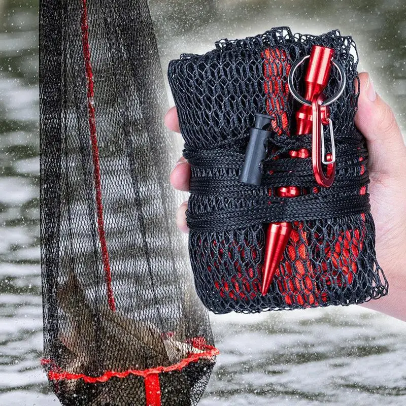 Fish Basket For Caught Fish Fish Cage Fish Basket Fishing Tools Floating Drawstring Fishing Basket Fish Keeper Net Portable