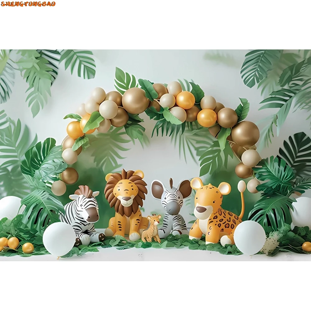 Arrière-Plan pour Photographie d'Animaux de la Jungle, Décor de ixpour Premier Anniversaire de Bébé, Portrait de Nouveau-Né, Accessoires de Studio Photo