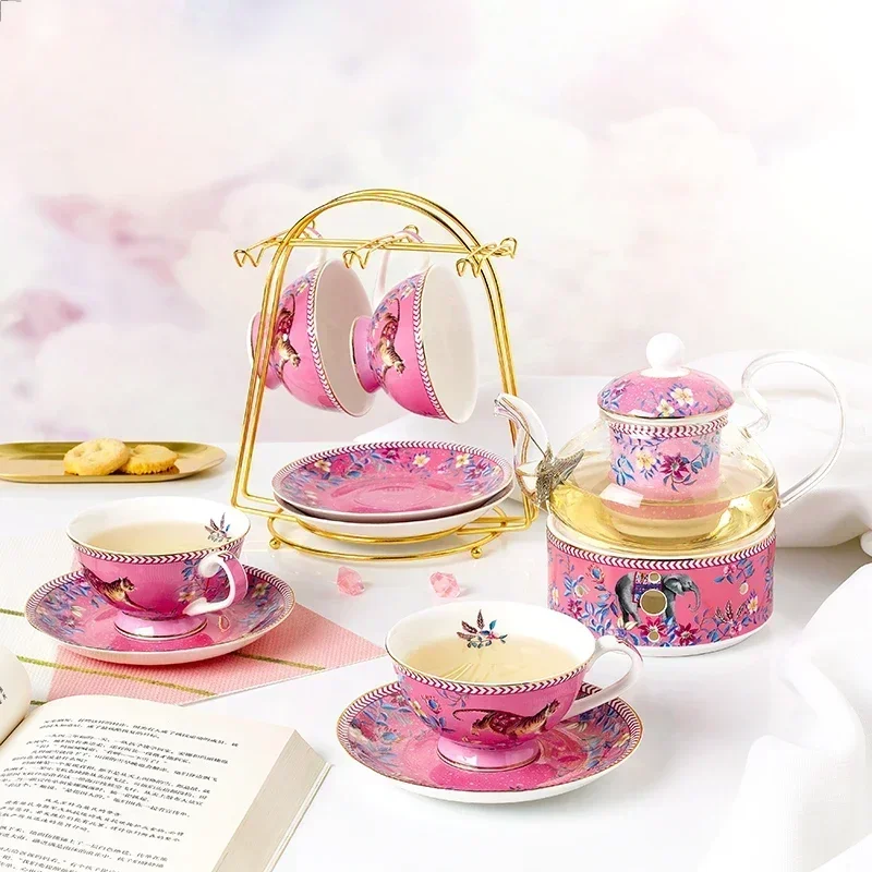 Ceramic tea set Bone China tableware glass tea pot with filter and Warmer Ceramic Coffee and Tea Cup for Gifts item