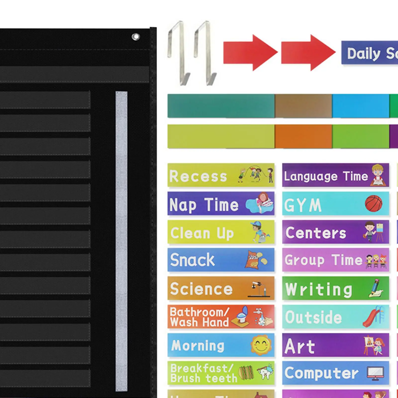 Decorative Schedule Chart Scheduling Pocket Chart with with 41 Activity Cards Educational Charts Daily Schedule Chart for Kids