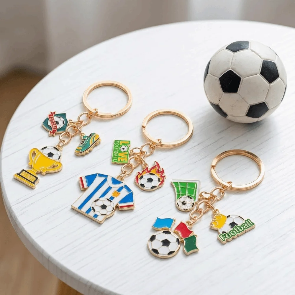

Alloy Material Football Player Keychain Sport Style Creativity Design Key Ring Jewelry Gift I Love Football Car Key Chain