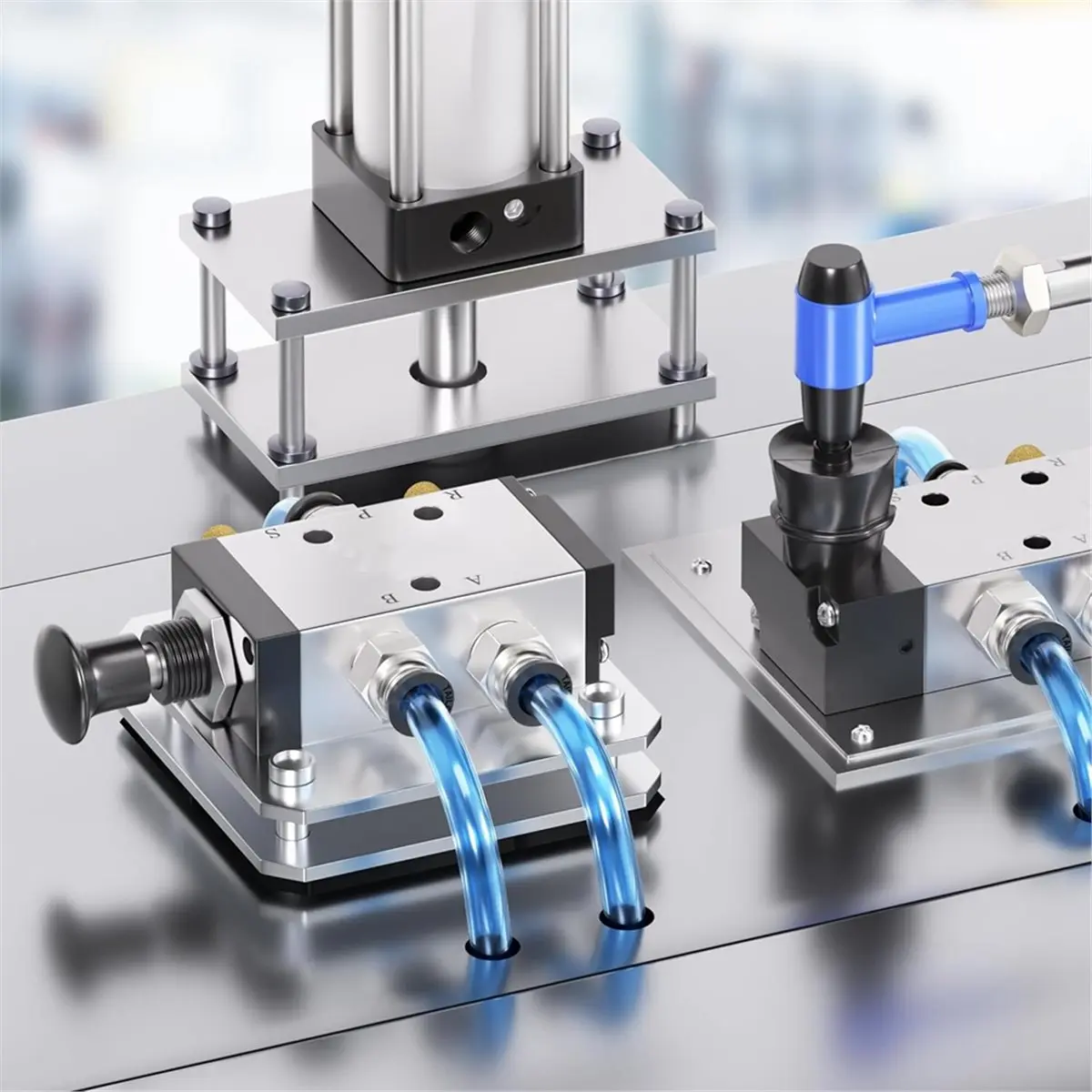 A77K Pneumatic Air Hand Lever Valve, 5 Way 2 Position 1/4inch NPT Solenoid Valve Manual Control Direct Driving Type 4R210-08
