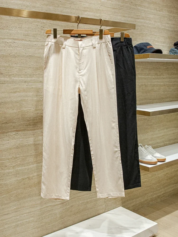

Lyocell Linen Blended Spring and Summer Thin Men's Cool Breathable Casual Pants