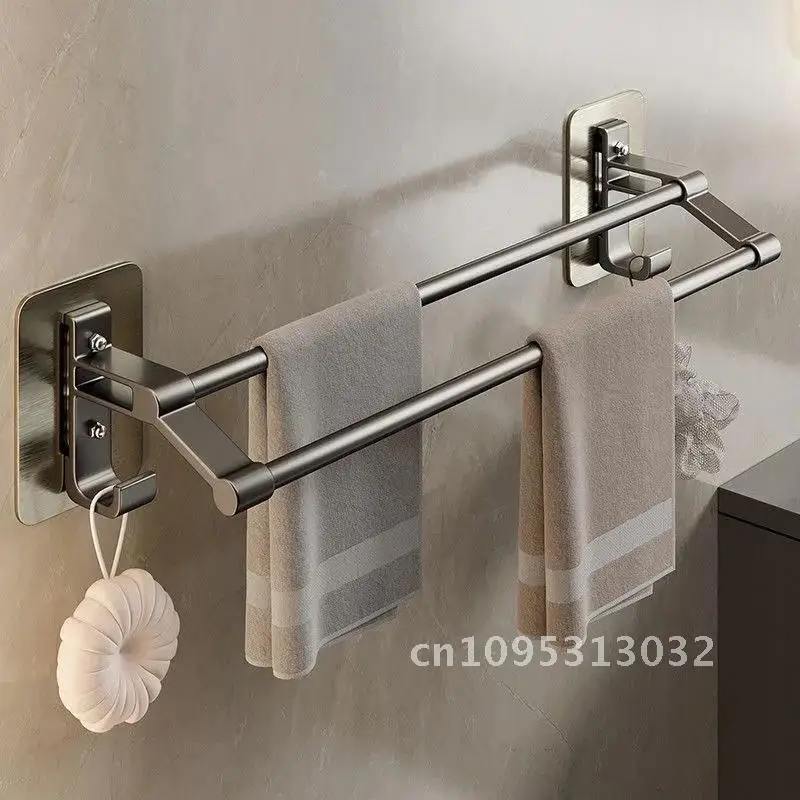 Handtuch Halter Zwei Schicht Bad Handtuch Rack Handtuch Bar Haken Selbst-klebe Bad Lagerung Rack Mit Küche Zubehör Organizer