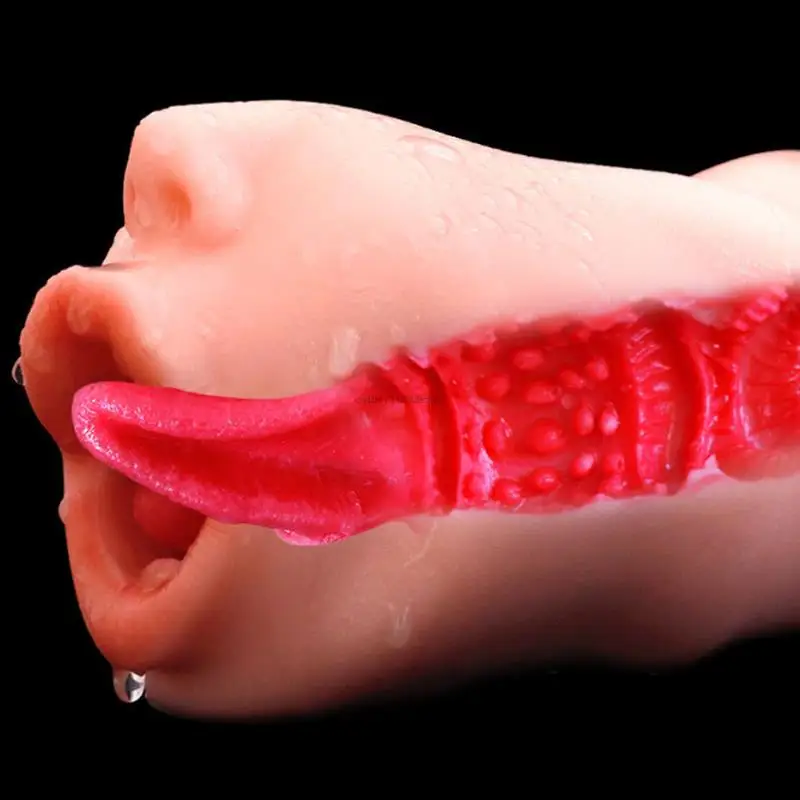 Tongue Deep Throat Male Masturbation Fellatio Adult Toys Realistic Vagina and Ass Masturbator Pocketfor Pussy Sex Toys for Men