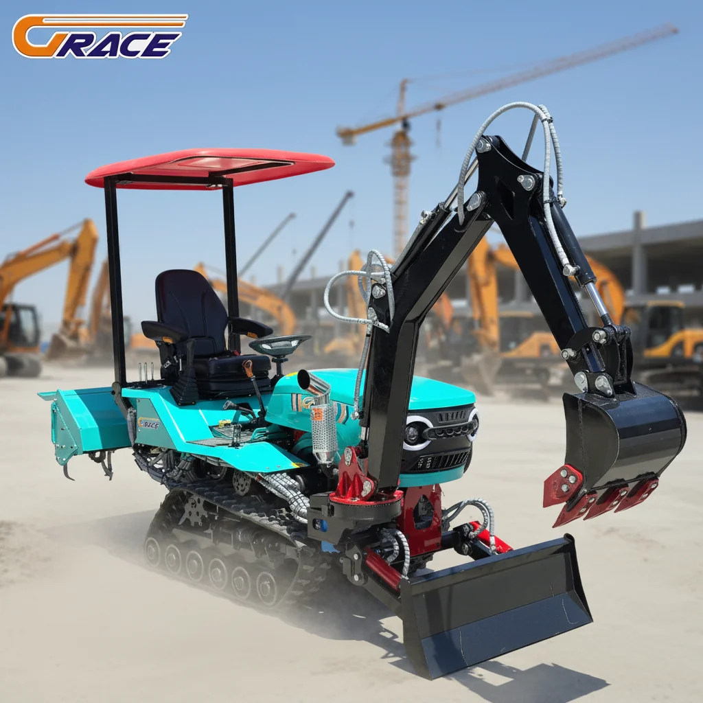 Customize 15HP 25HP 35HP Small Tractor with Ditching Plow, Trencher, Bulldozer, Excavator Bucket for Farm