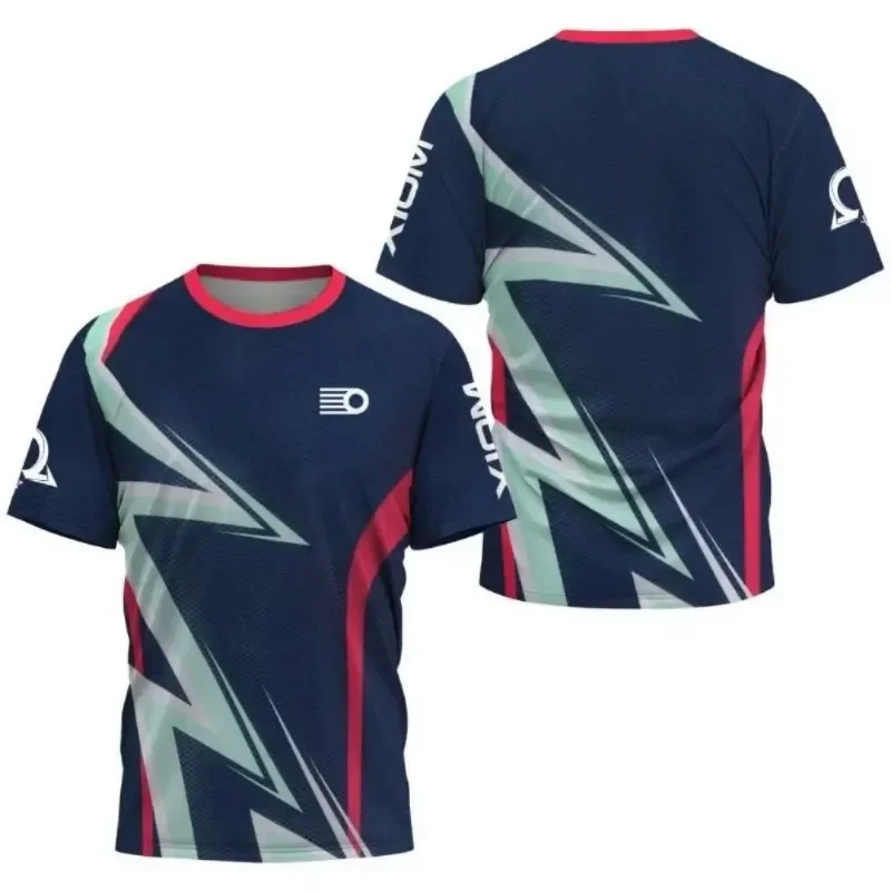 تي شيرت رياضي صيفي جديد لتنس الريشة لعام 2025 بطباعة ثلاثية الأبعاد للرجال والنساء سريع الجفاف وجيد التهوية برقبة دائرية.