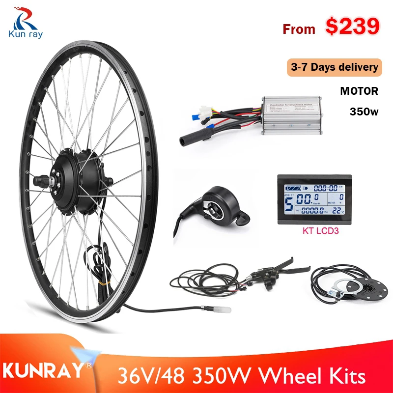 

KUNRAY EBike Kit комплект для переоборудования электрического велосипеда 36 В 350 Вт Набор для электровелосипеда мощный комплект для взрослых для горного электровелосипеда с электроприводом 26 28 светодиодных ЖК-дисплеев