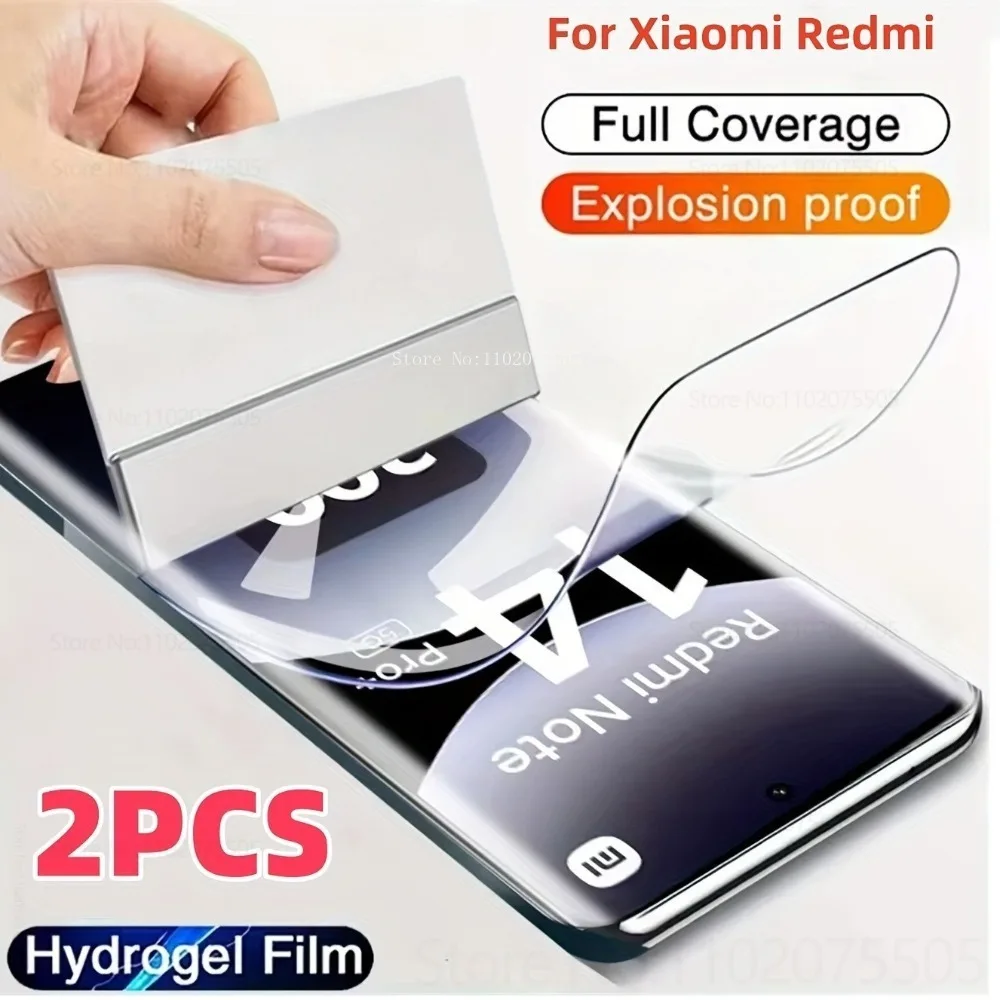 

2 шт. гидрогелевая пленка высокой четкости для Xiaomi Redmi Note 13 13 Pro+ 13R 14 Pro+ с полным покрытием, защитная пленка Note 11 Pro+ 12R 10S 9T