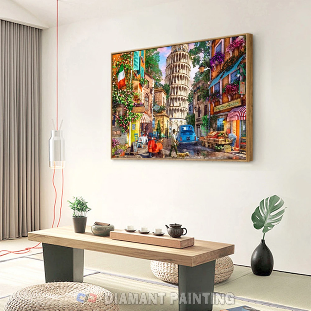 5D New Diamond Embroidery Street Picture Of Rhinestones Landscape Diamond Painting City Mosaic House Needlework Home Decor Art