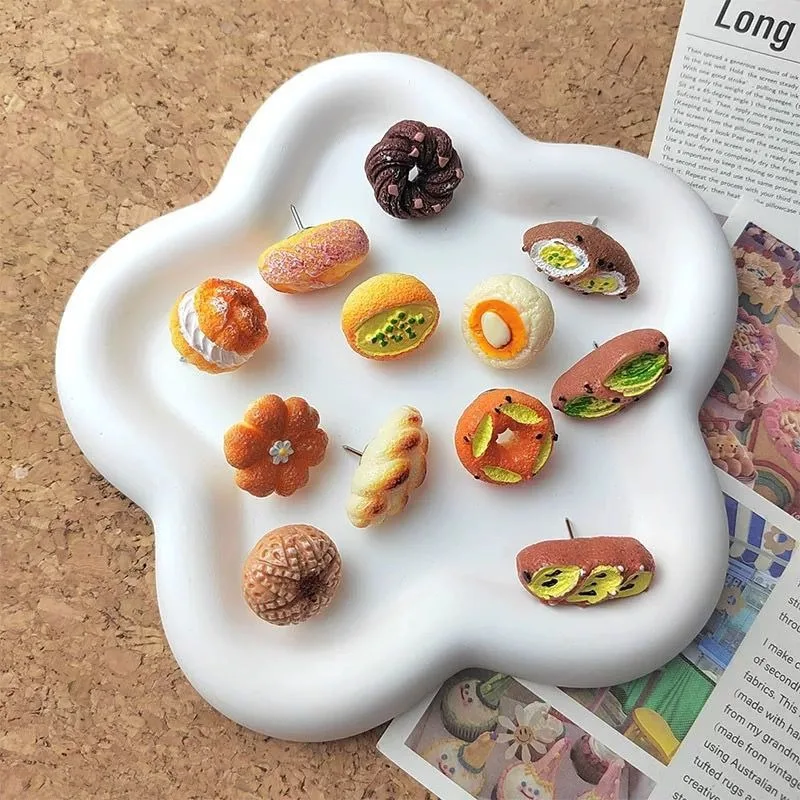 

12pcs/box Realistic Bread Push Pin Set Cute Food Theme Tacks for Memo Board Decoration Adorable Office Home Supply