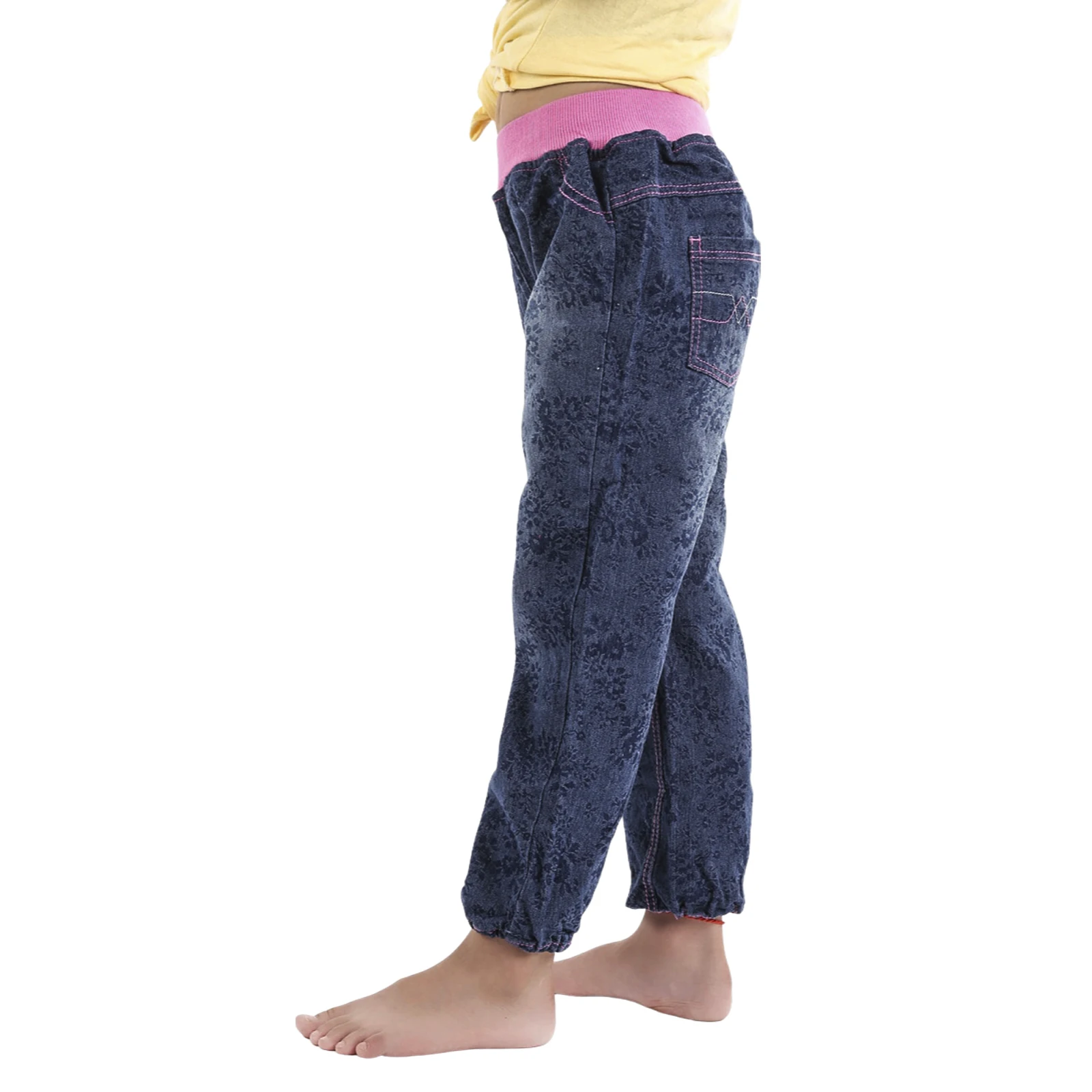 1-6 Years Boutique Girls' Casual Fashion Jeans  Dark Blue Variegated Stretch Waist Straight Leg Elasticized Pants