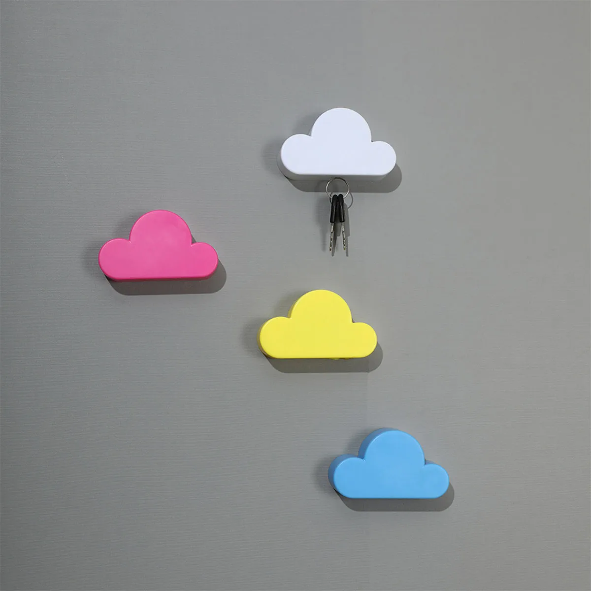 White Cloud Magnetic Key Holder for Wall Hanger Organizer Easy to Mount Powerful Magnets Keep Keychains Securely