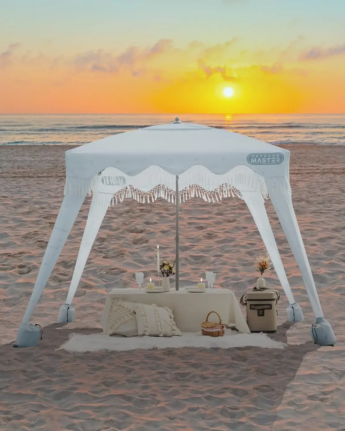 Imagem -06 - Outdoormaster-cabana de Praia com Franja Portátil x Beach Canopy Fácil Conjunto up Beach Shelter Parede Lateral Incluída Upf 50 Mais uv