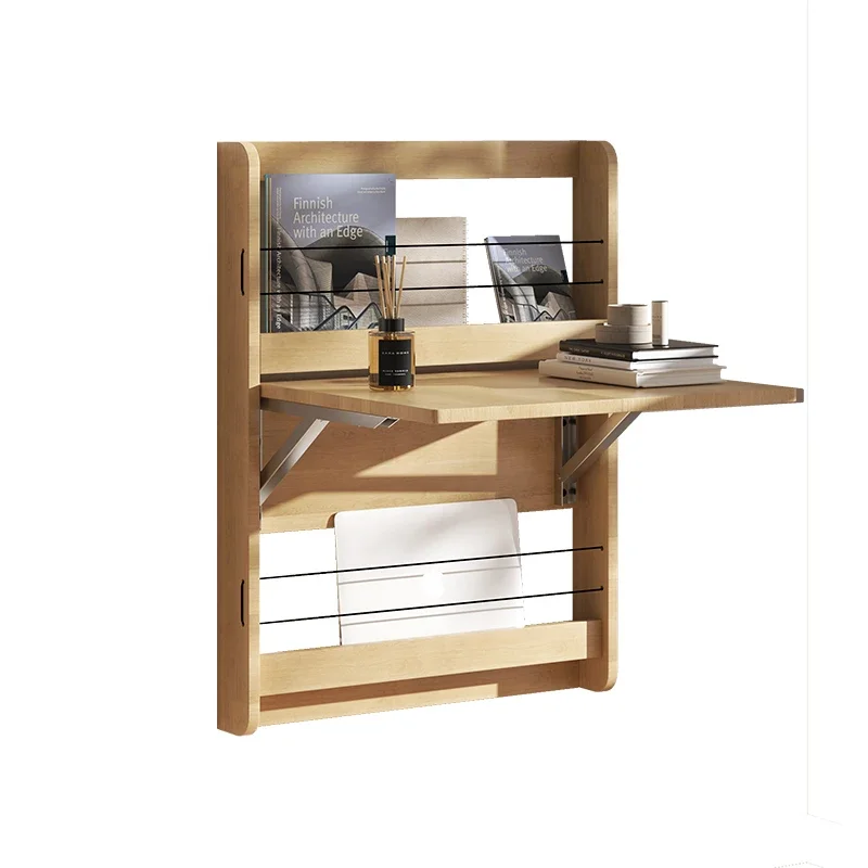 Japanese-style Log Style Wall-mounted Folding Table, Small Desk Desk, Office Desk, Invisible Computer Desk, Wall-hanging