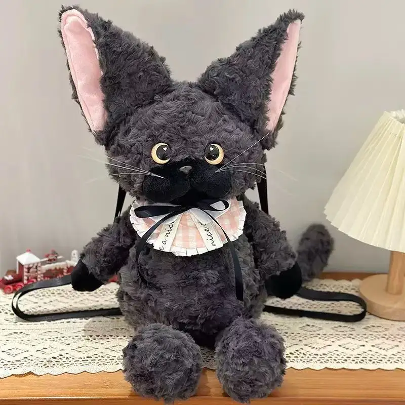 55cm bonito grande orelha gato mochila de pelúcia para meninas macio recheado gatinho saco kawaii animal boneca bolsa bonito presente para aniversário natal