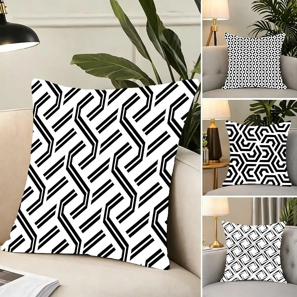 Sleek Minimalist L-Line Texture Cushion Cover Portable floor cushion for travel Yoga Minimalist text 2way tricot