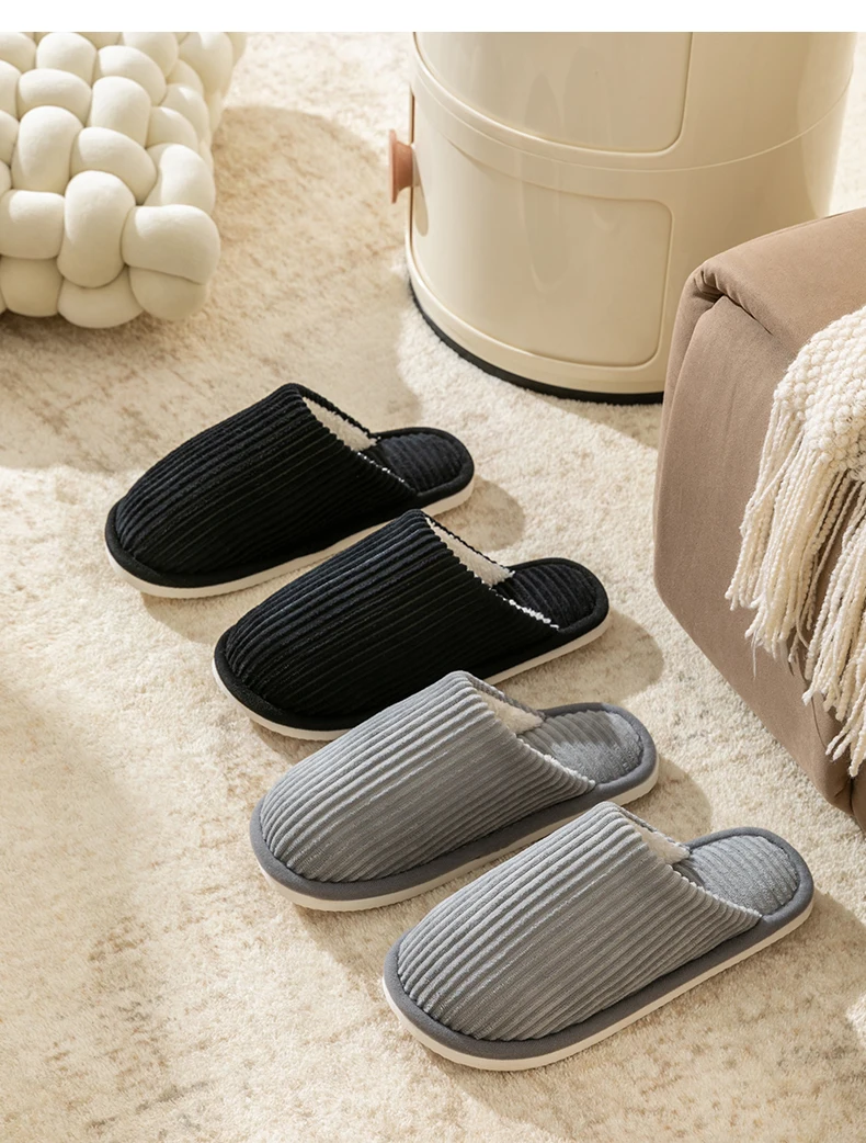 Winter warme Plüsch Herren Hausschuhe rutschfeste weiche Schuhe Komfort flache Ferse Indoor Schlafzimmer Paar Hausschuhe für Zuhause Schuhe im Herbst – Detail 13