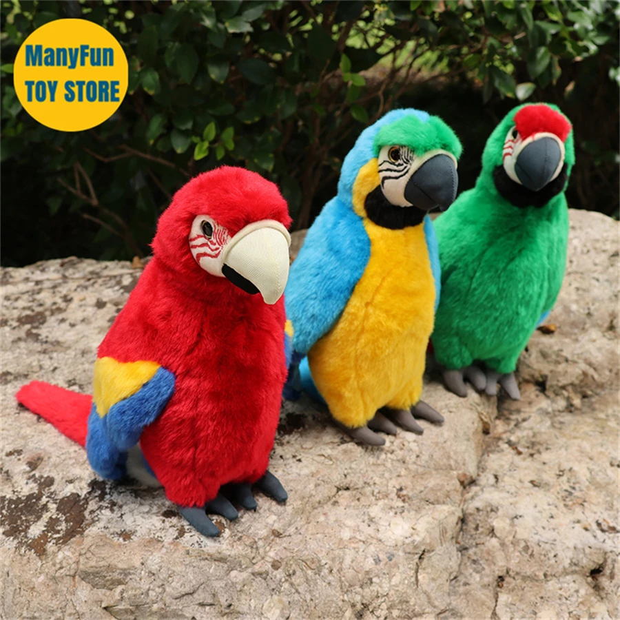 Macaw Plush Toy High Fidelity Military Macaw Plushie Hyacinth Macaw Peluche Lifelike Stuffed Animals Simulation Doll Toys Gifts