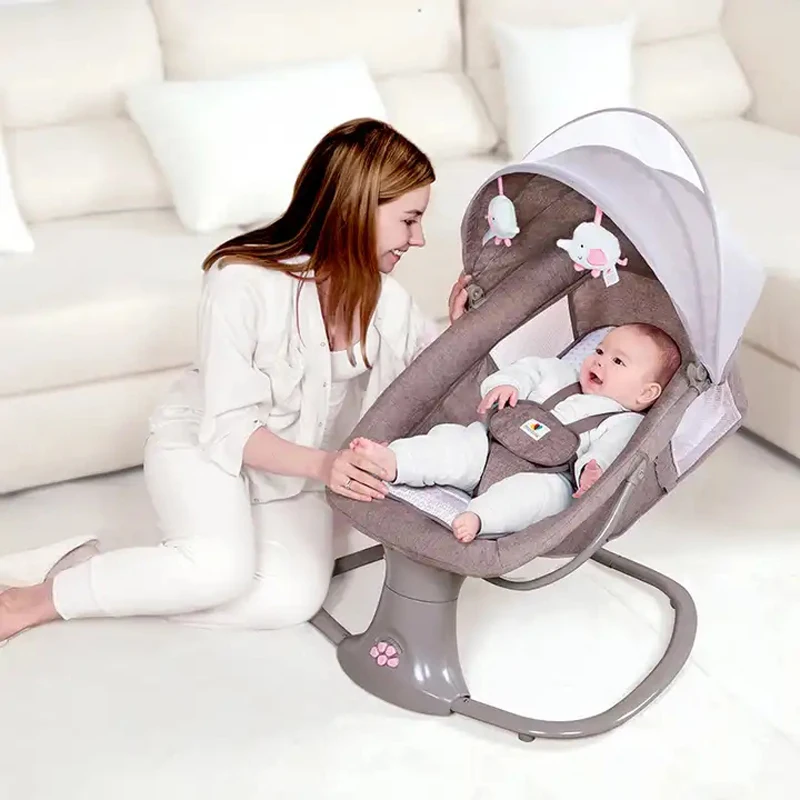 Luxury multifunctional electric rocking chair newborns swing bouncer sleeping with music bluetooth remote