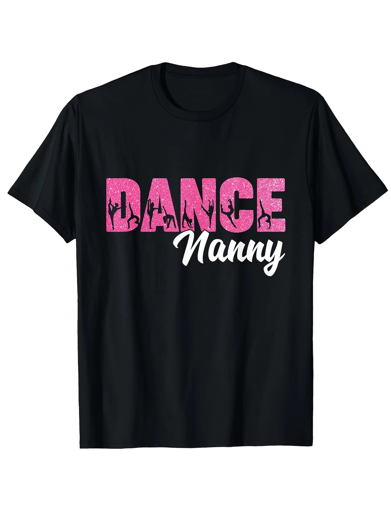2026 Men's Dancing Nanny Dance-Themed T-Shirt - 100% Cotton Soft Short Sleeve with Bold Pink 'DANCE' & Leopard Spot 'Nanny' Prin