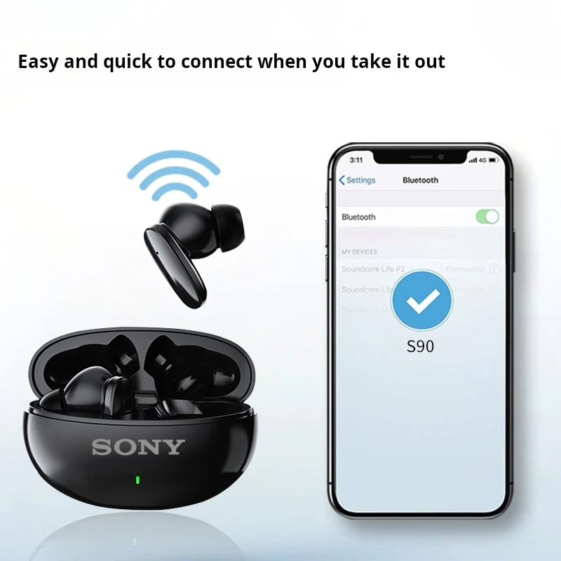 SONY S90 Wireless Bluetooth Headset In-Ear HiFI Stereo Earphone Wireless Sport Earbuds Built-in Mic Headphones For xiaomi