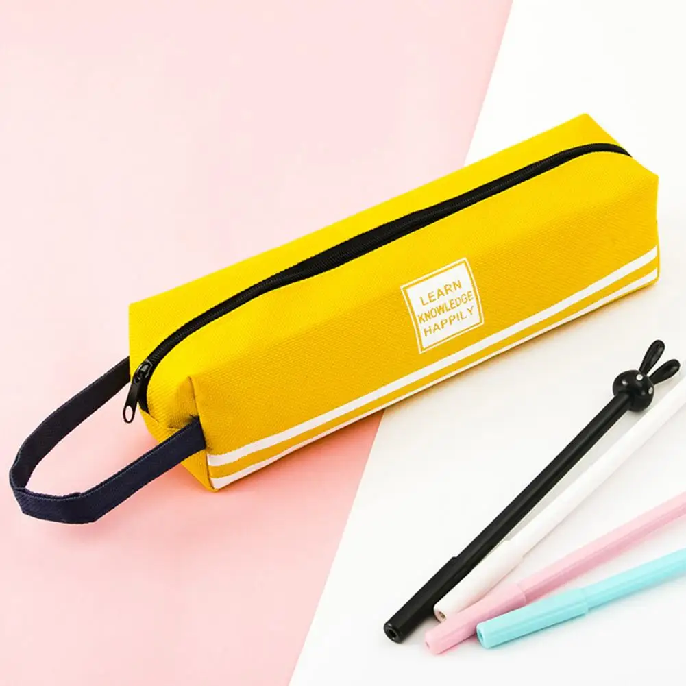 Zipper Pencil Bag School Office Stationery Pouch Large Capacity Boys Girls Pencil Case Solid Color Pencil Pouch School Supplies