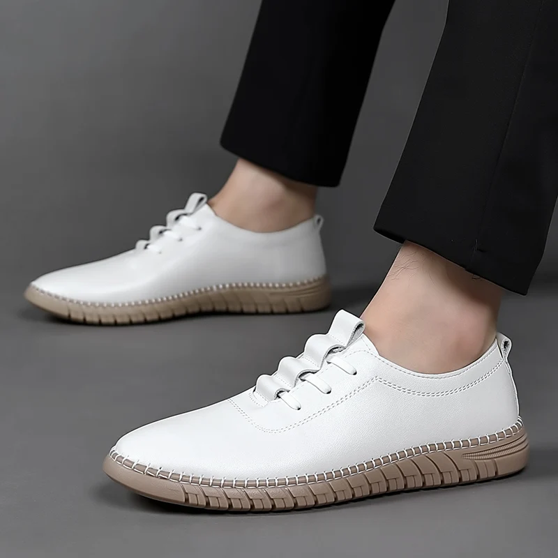 

Мужские лоферы ручной работы из кожи, повседневные туфли-слипоны для вождения, роскошные удобные мокасины, белые лоферы, мужская обувь