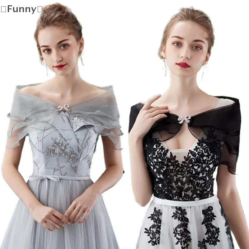 ómGrappig Parque Avondfeest Bolero Effen Kleur Sjaal Jurk Cover Up Schouder Cape Voor Bruiloften Feest Lichtgewicht Schouder Cover Up