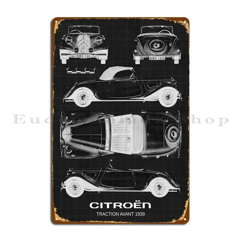 Citron Traction Avant 193 Metal Signs Design Club Club Printing Wall Mural Tin Sign Poster