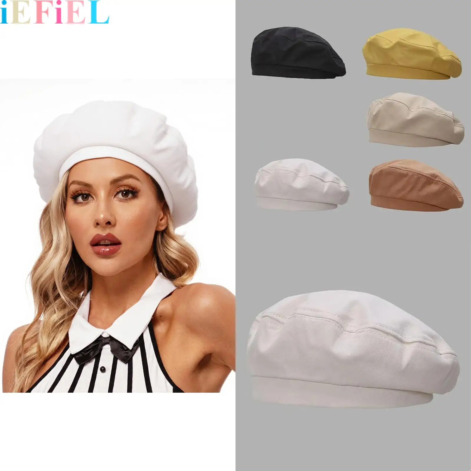 

Fashion Womens Beret Hat Solid Color Cap for Travel Photography Party Casual Daily Life