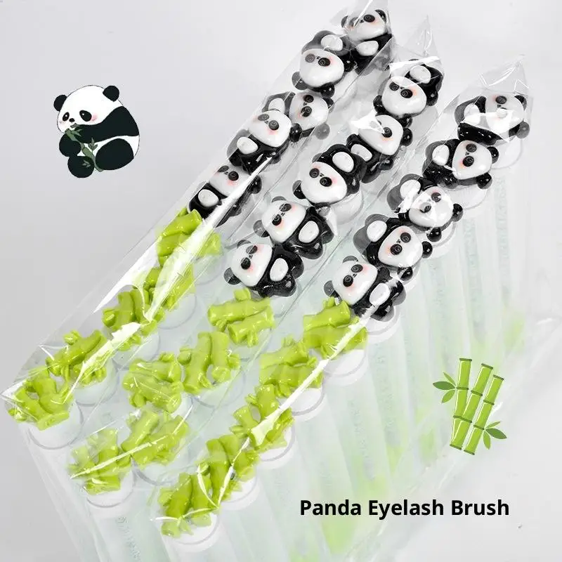 1/10 Uds cepillo de pestañas cepillos de pestañas para extensiones de pestañas carretes limpieza varitas para rímel tubo Panda tubo de bambú máscara