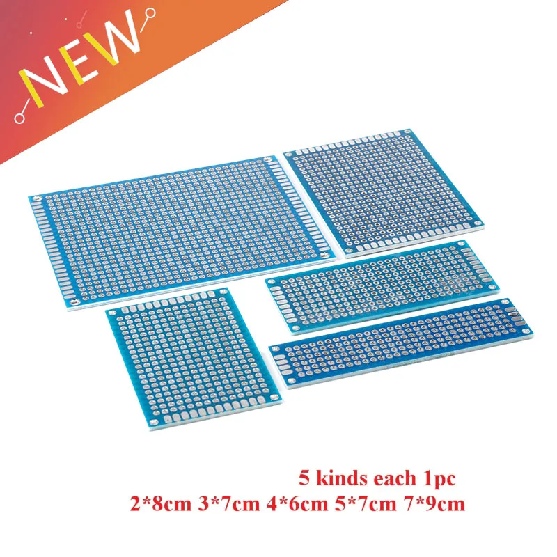 5pcs/lot Double Sided Protoboard Breadboard Universal PCB Experiment Circuit Board Blue 2*8cm 3*7cm 4*6cm 5*7cm 7*9cm 2.54mm