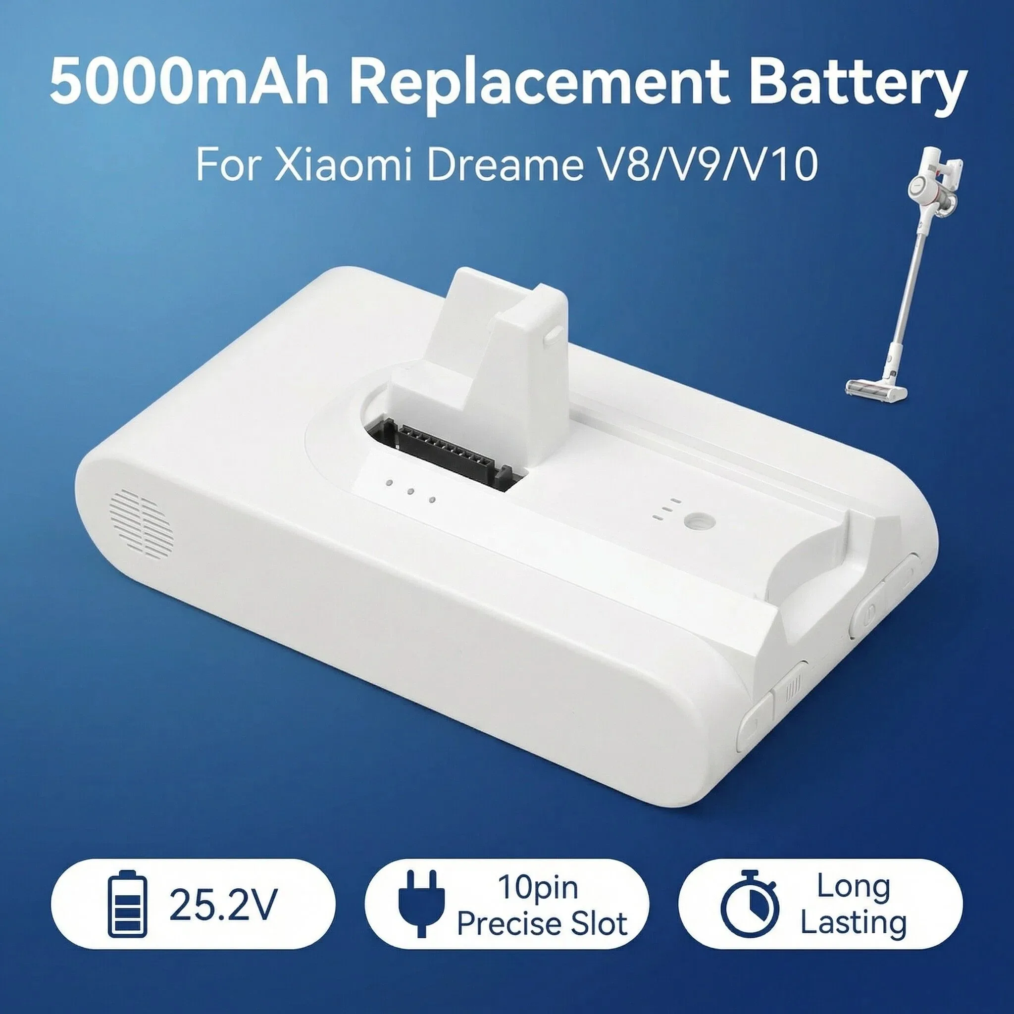 

Аккумулятор Li-Ion 25,2В 5000мАч для беспроводных пылесосов Xiaomi Dreame V8 V9 V9P V10 VVN3 VVN4 XR