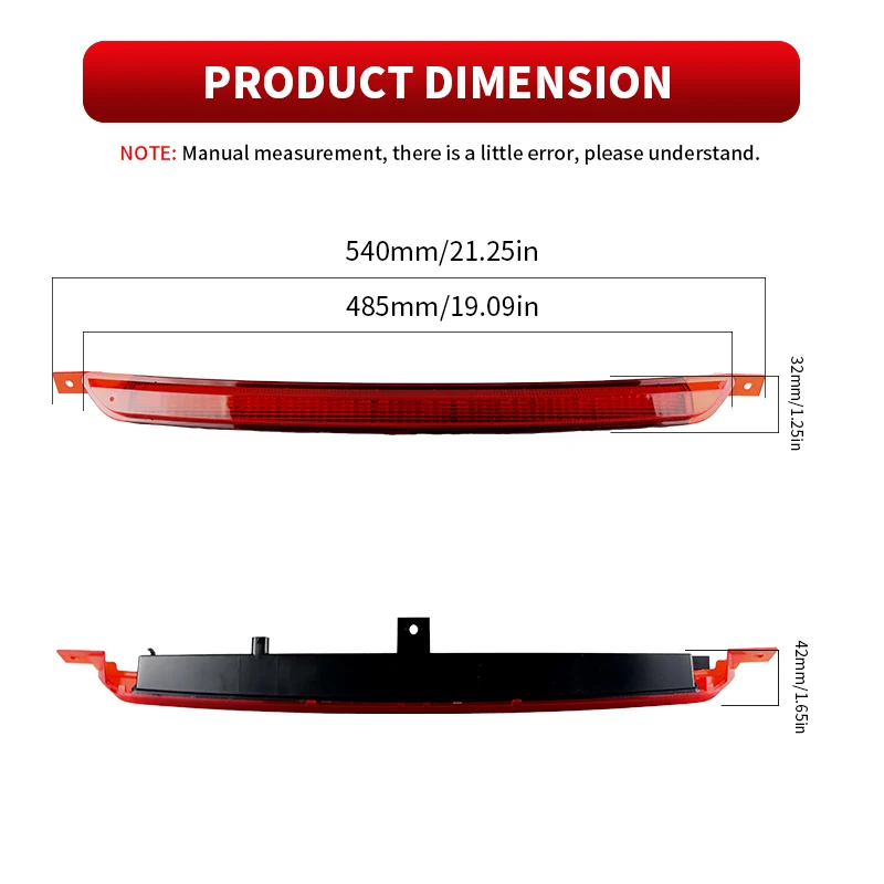 

1PC Red Smoke Lens LED High Level 3rd Brake Light Rear Warning Tail Lamp for VW Golf VII GTE/GTD/GTI/R/e-Golf(5GE)/T-Roc/Touareg