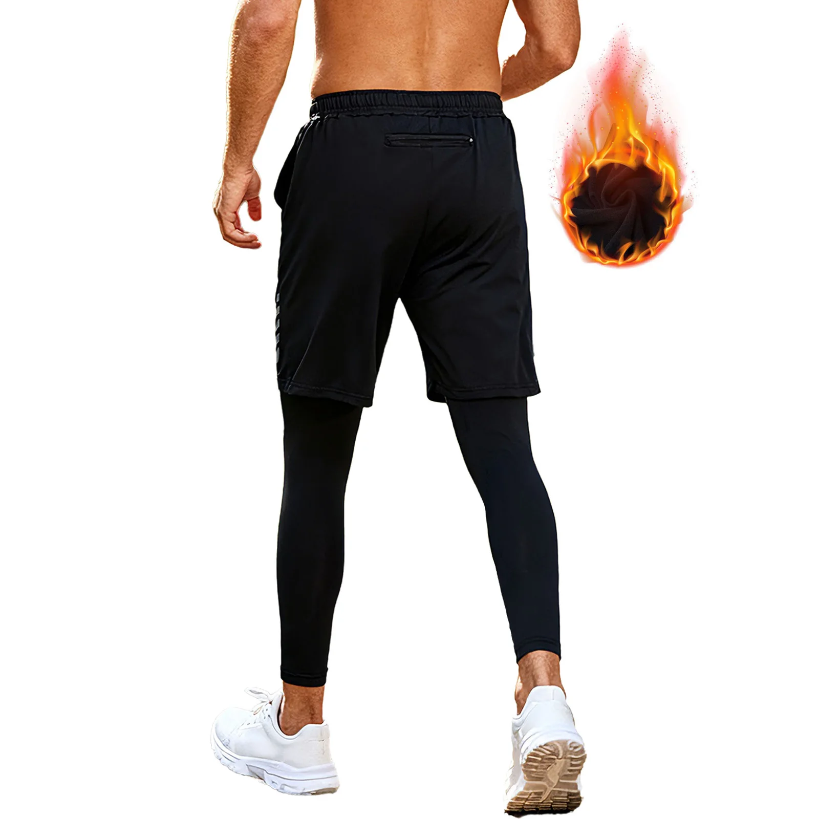 남성용 운동복 플리스 안감 레깅스와 백 웨이스트 쇼츠 성인 남성 복싱 체육관 피트니스 스포츠 운동 러닝 의류