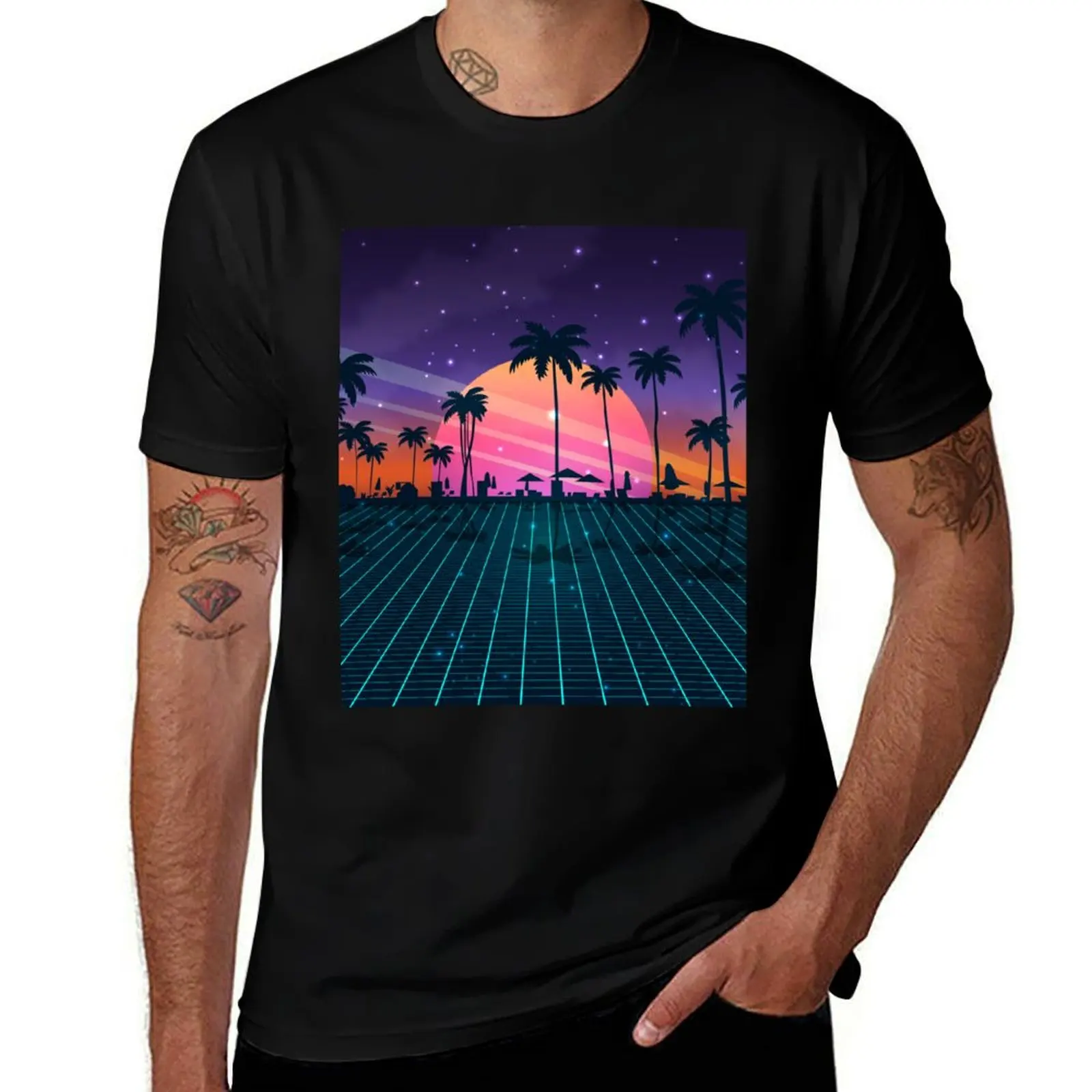 

Beach Sunset Synthwave T-Shirt t shirt man plain t shirt man designer