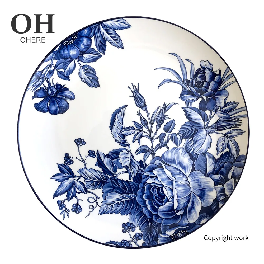 European porcelain bone china suit tableware hotel wholesale hand-painted peony kitchenware table