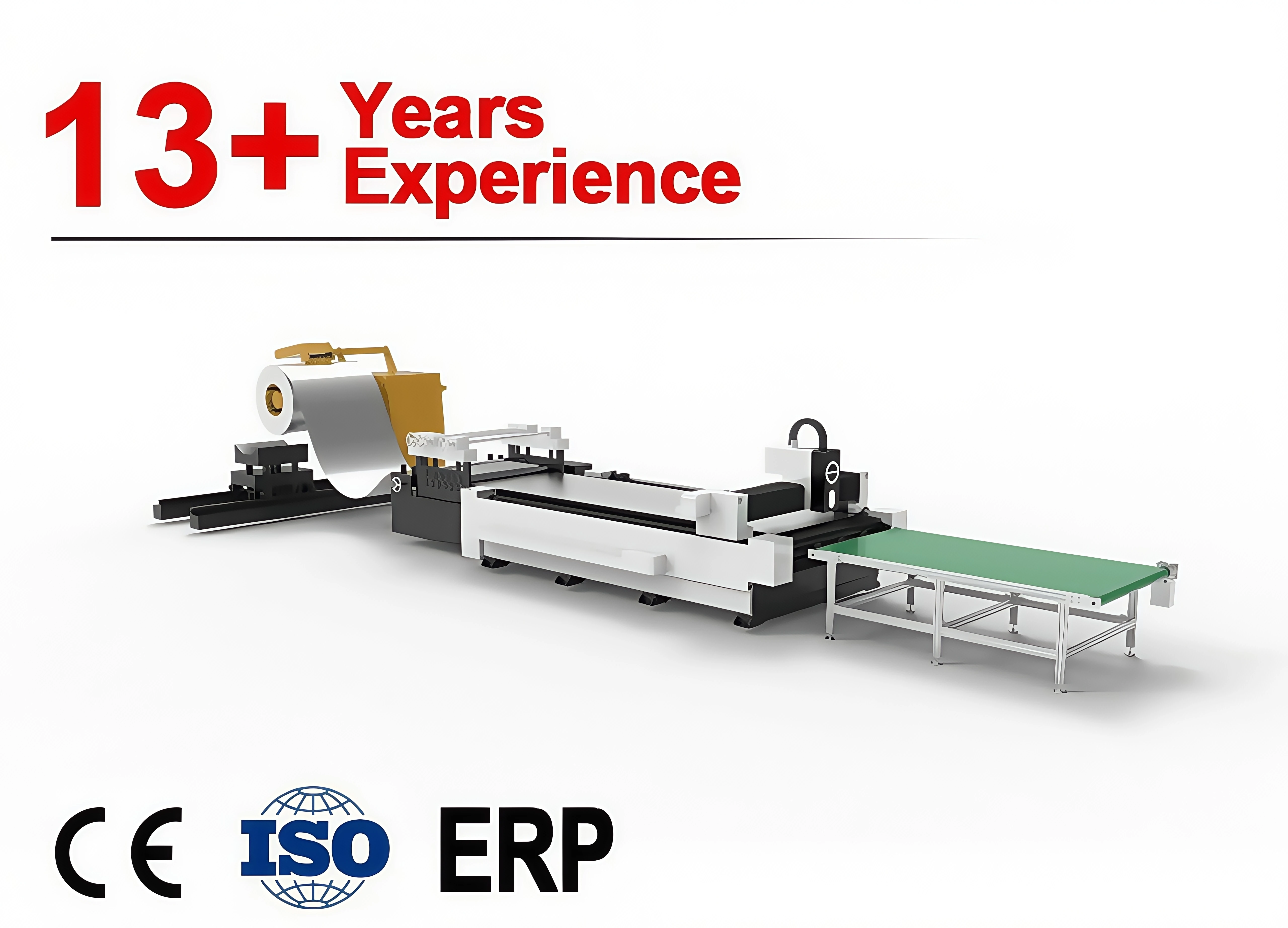 High-Power CNC Fiber    Cutter with Hydraulic Decoiler & Belt-Type Receiving Table for Coil Material