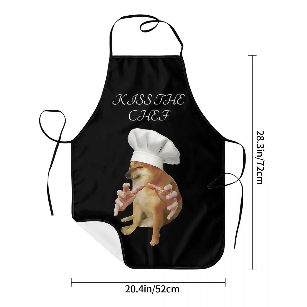 Kiss Chef Cheems Aprons Chef Cooking Cuisine Tablier Sleeveless Bib Kitchen Cleaning Pinafore for Women Men Painting