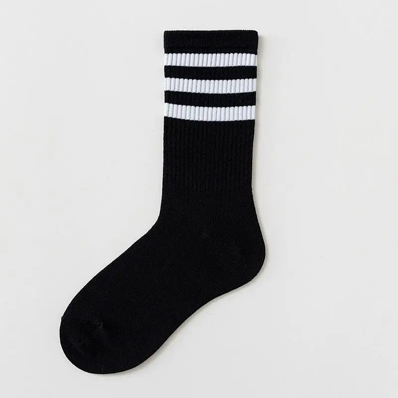 Hot Sale Fashion Korea Harajuku Socks Street Hip Hop Skateboard Striped Mid Tube Socks Solid Color Breathable Cotton Socks High