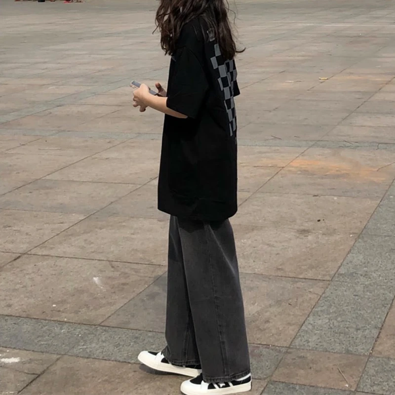 

High Waist Straight Leg Jeans Women's Loose Dad Sle Korean Version Summer Collection plus Size Student Faion Casual