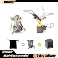 Titanium Mini Camping Gas Burners One-Piece Pocket Stove Outdoor Picnic Pocket Burner Folding Cooking Gas Survival Head Stove